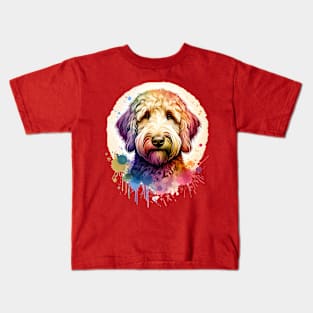 Yellow Labradoodle Dog Watercolor Artwork Kids T-Shirt